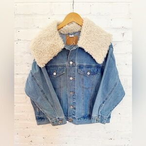 &Denim Oversized Sherpa Collar Jean Jacket – Women’s Medium
